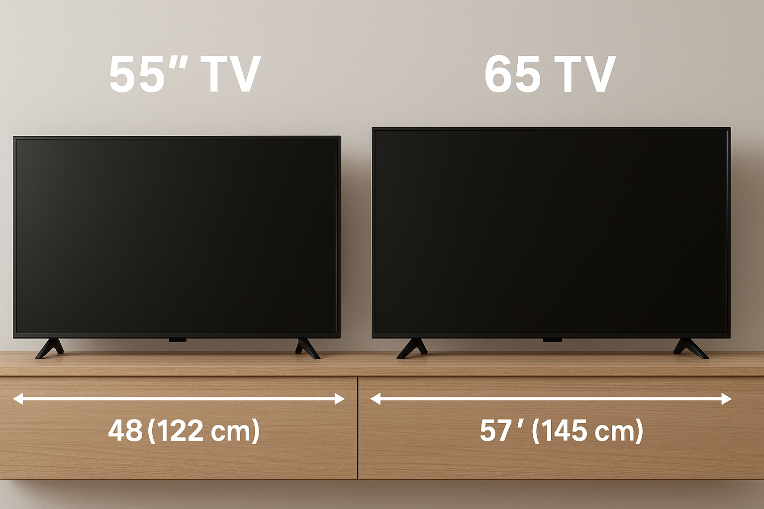 How Much Bigger Is A 65 Tv Than A 55