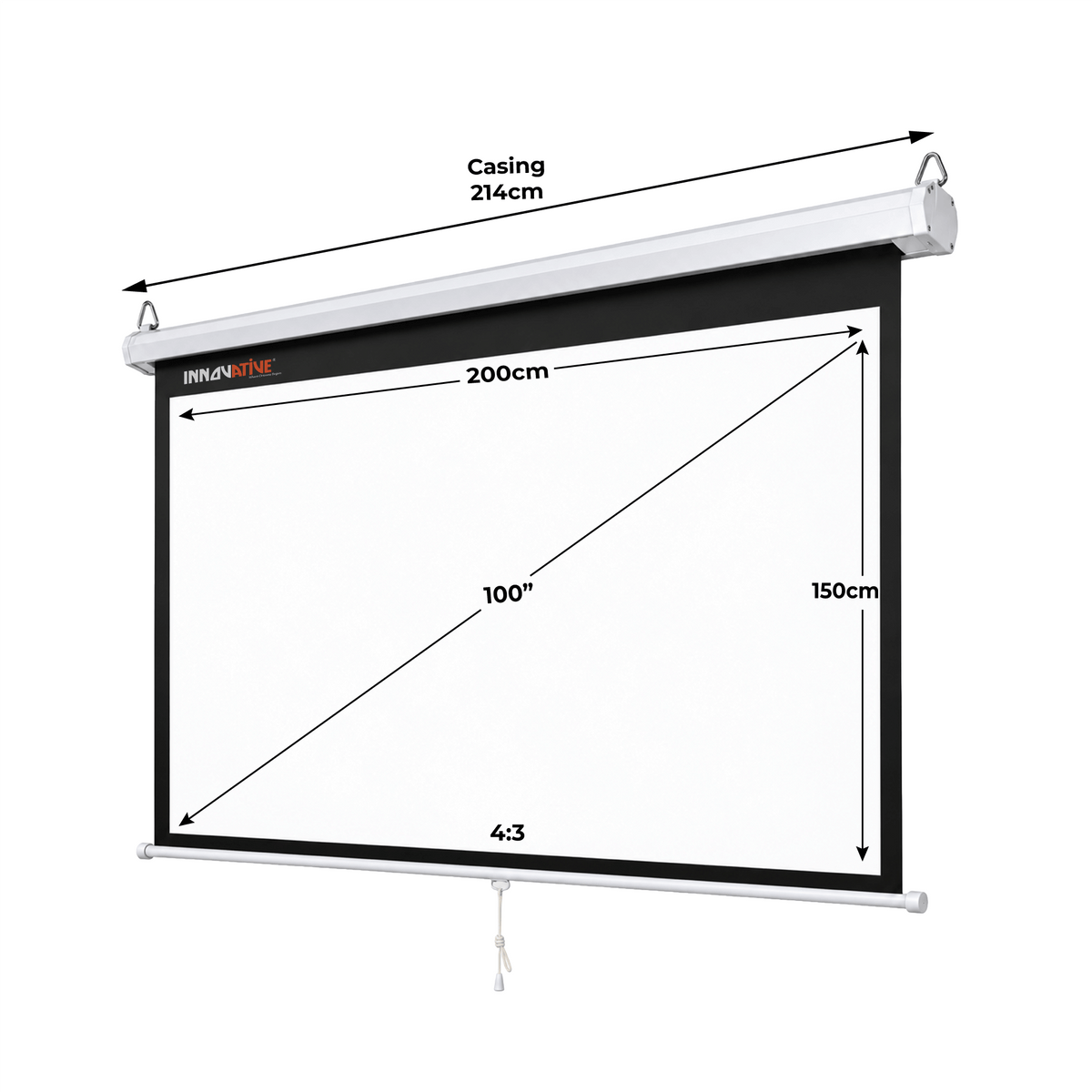 Manual pull down projector screen for wall and ceiling mount
