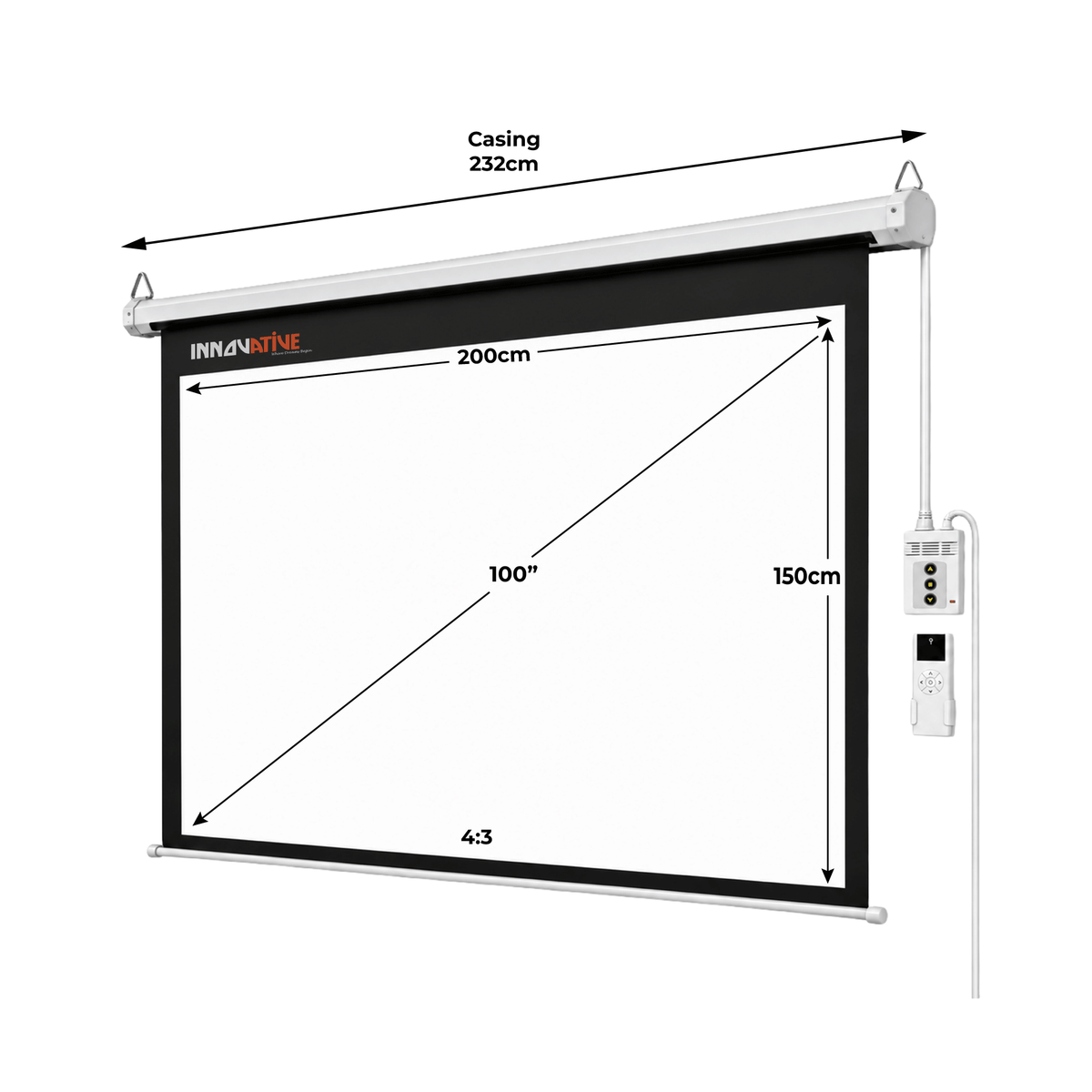Motorized electric projector screen for wall and ceiling mount