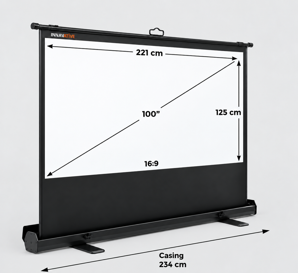 Floor Up Portable Projector Screen, 60"/ 80"/ 100" / 120" for Floor, Table and TV Console