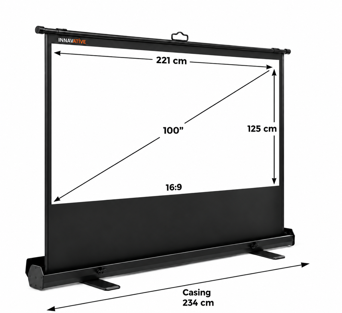 Floor Up Portable Projector Screen, 60"/ 80"/ 100" / 120" for Floor, Table and TV Console
