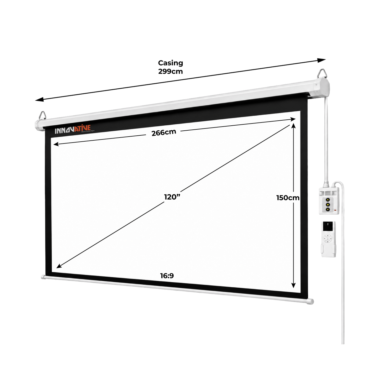 Motorized electric projector screen for wall and ceiling mount