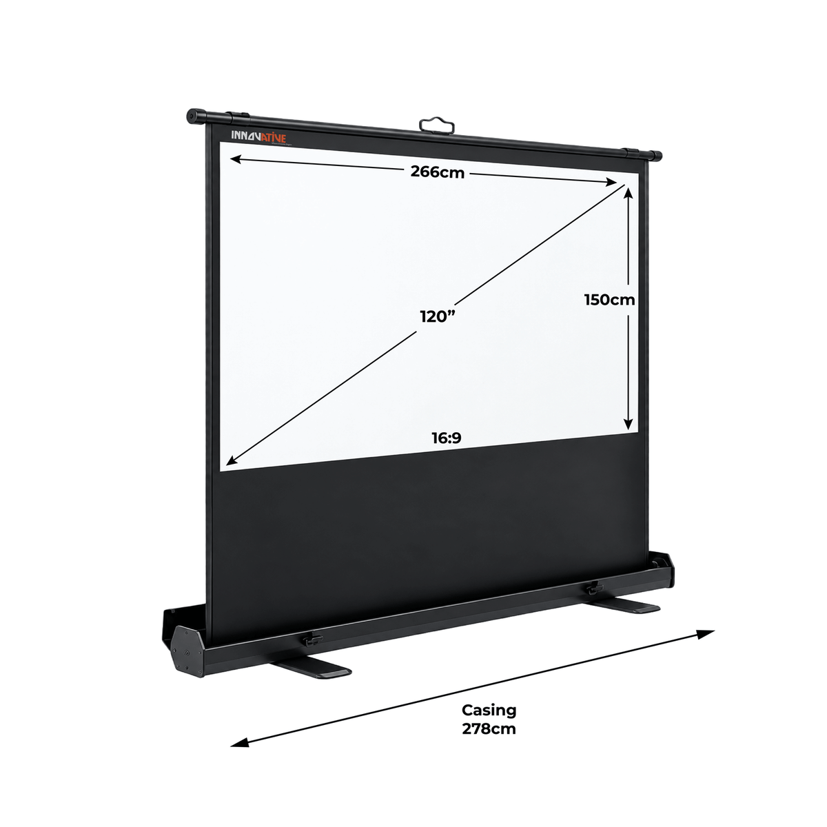 Floor Up Portable Projector Screen, 60"/ 80"/ 100" / 120" for Floor, Table and TV Console