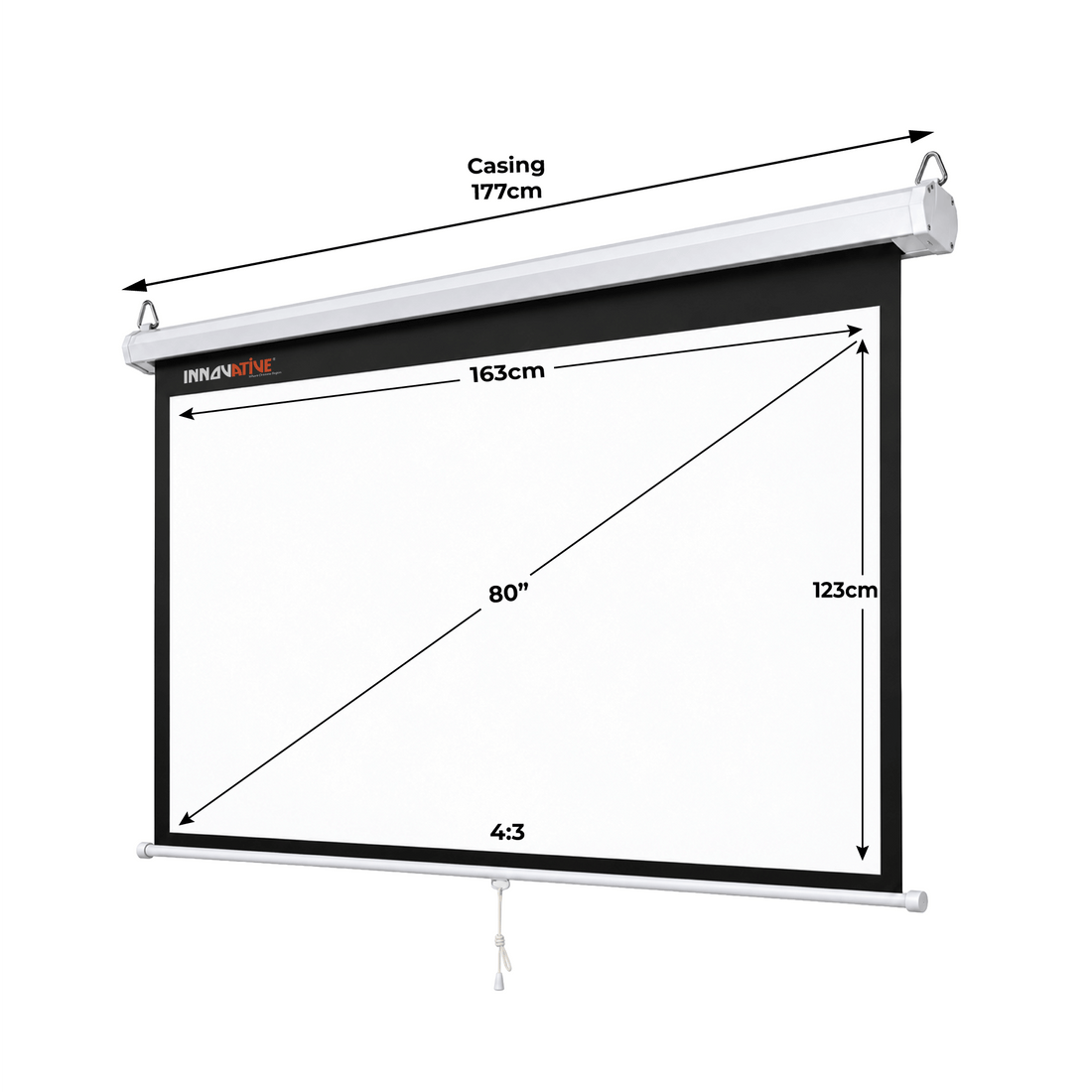 Manual pull down projector screen for wall and ceiling mount