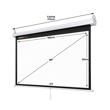 Manual pull down projector screen for wall and ceiling mount