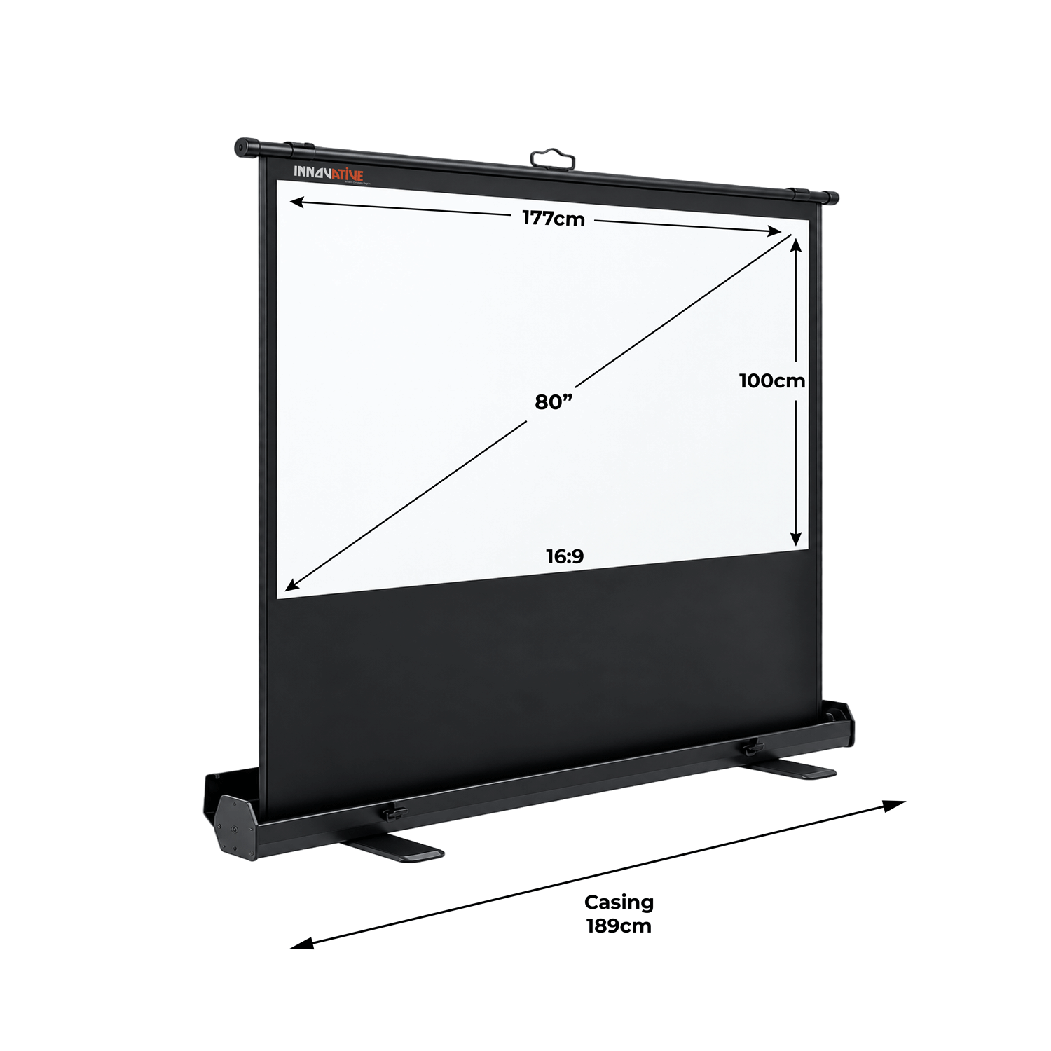 80 inch floor up portable projector screen for living room and TV console Singapore