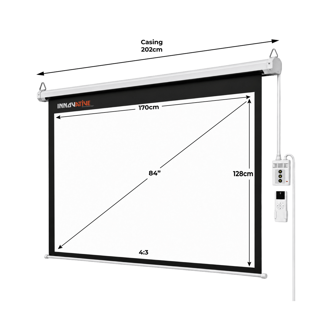 Motorized Electric Projector Screen, 84" / 100" / 120" for Wall and Ceiling Mount