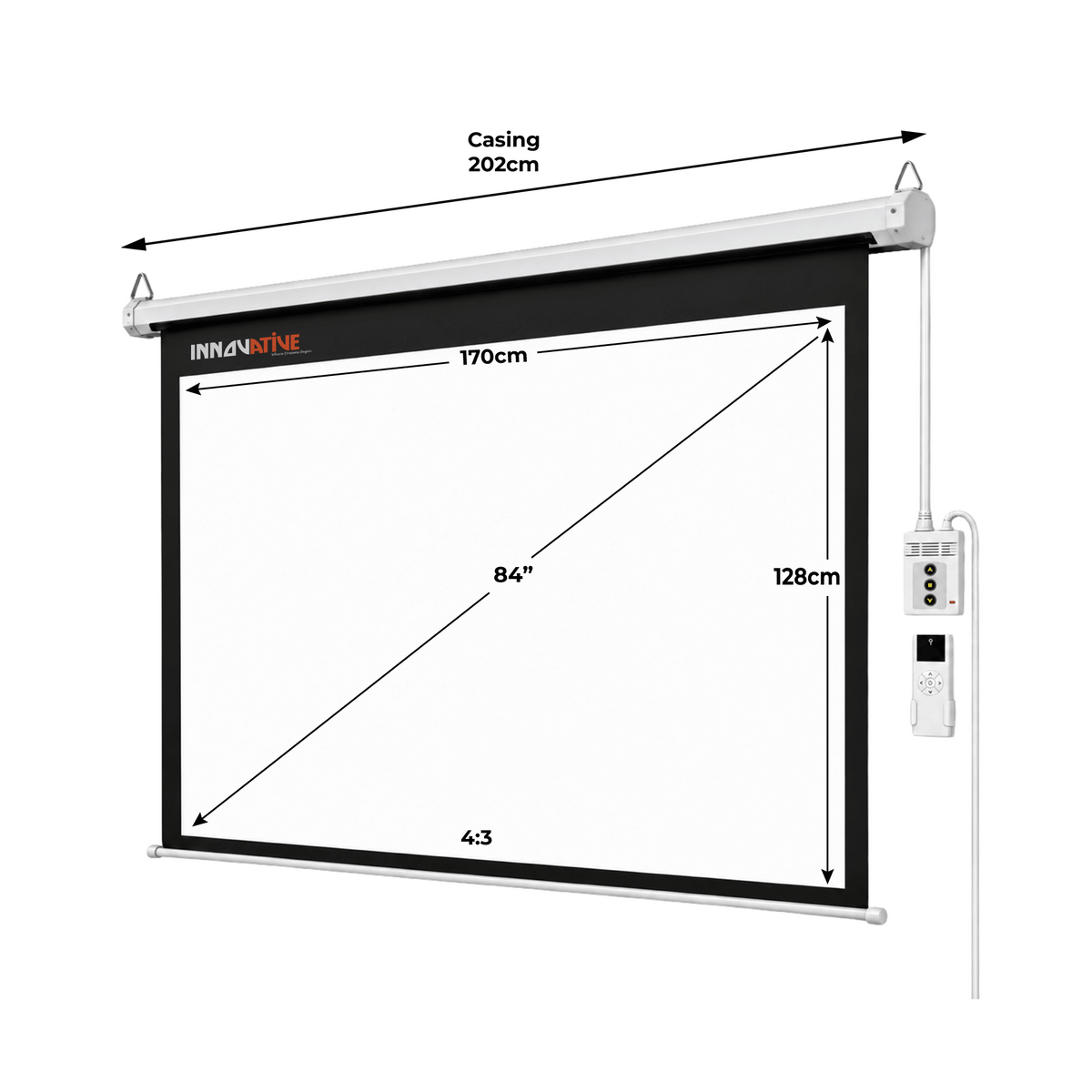 Motorized Electric Projector Screen, 84" / 100" / 120" for Wall and Ceiling Mount