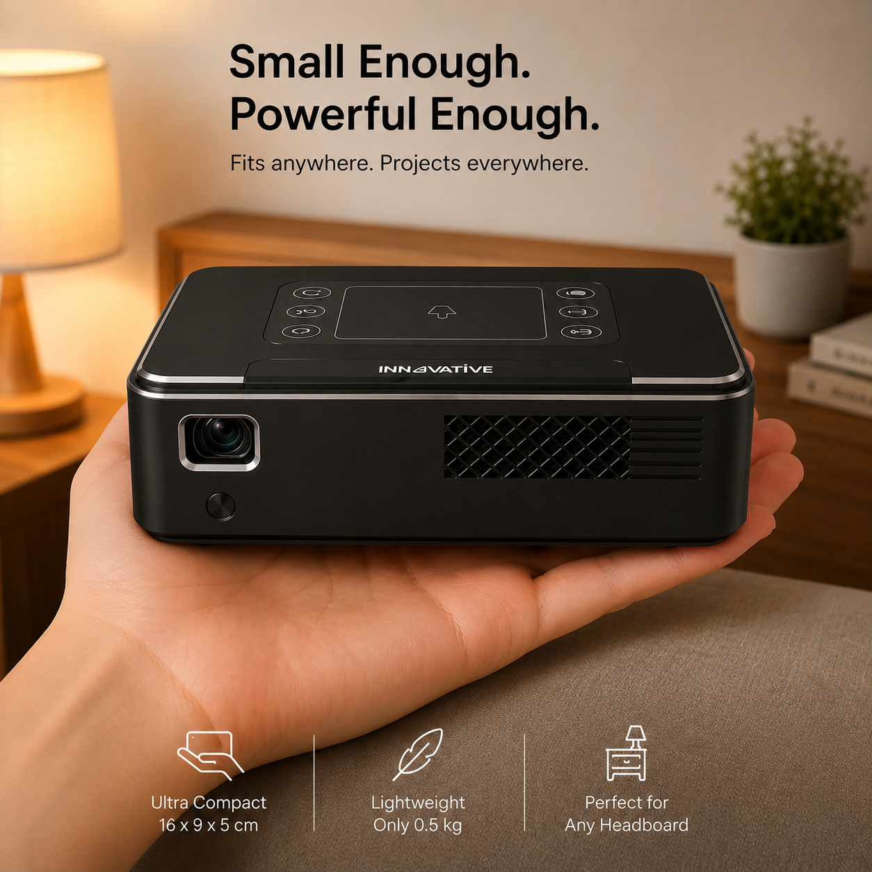 Portable Headboard Smart Projector (2 x USB-C, HDMI) – CROWN | INNOVATIVE