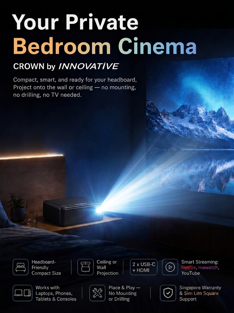 Portable Headboard Smart Projector (2 x USB-C, HDMI) – CROWN | INNOVATIVE