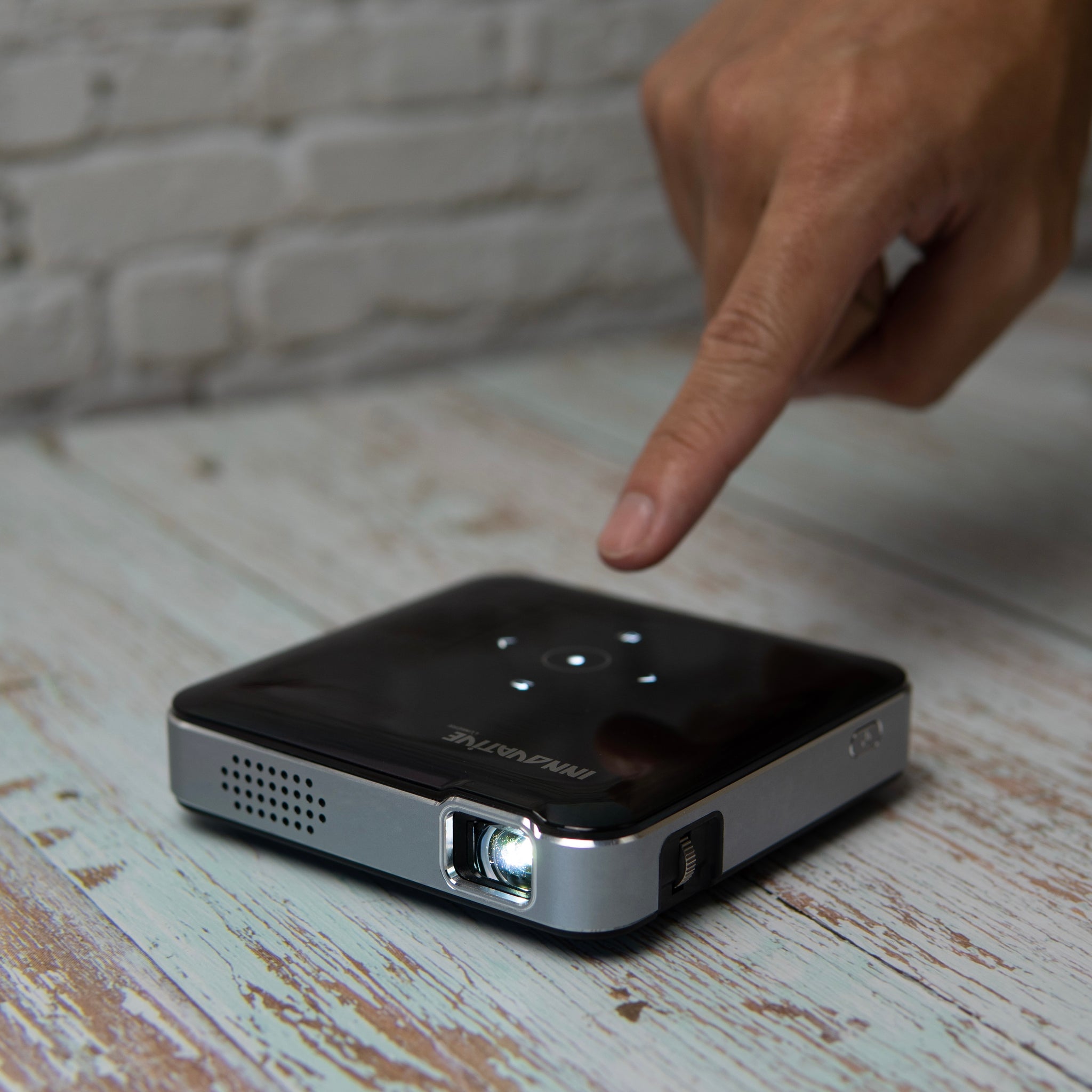 Pocket Portable Smart Mini Projector with Wireless Phone Screen Mirroring, Battery, Speaker & Bluetooth Audio - Innovative K4s Smart 4k