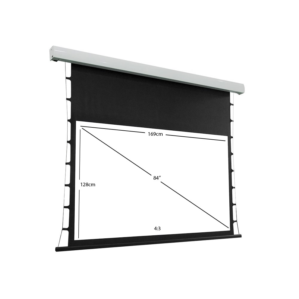 Motorized tab tension projector screen for wall mount